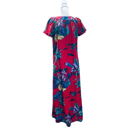 Vintage Hilo Hattie Dress Womens Small Hawaii Hawaiian Floral Red Made USA Beach - Picture 4 of 10